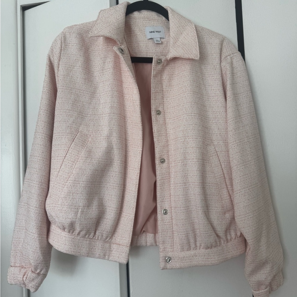 Nine West Pink Bomber Jacket Tweed